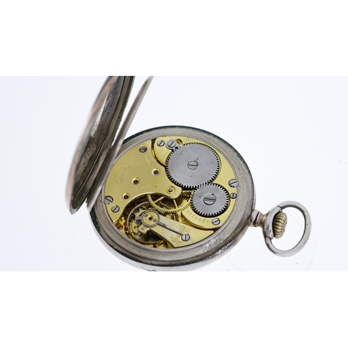 356 - VINTAGE OMEGA POCKET WATCH CONTINENTAL SILVER, circular silver dial with arabic numeral hour markers... 