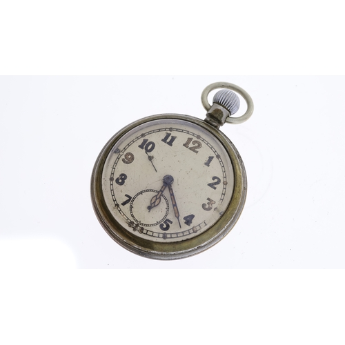 375 - GTSP WW2 POCKET WATCH & HELVETIA MILITARY WATCH, GTSP approx 52mm dial with arabic hour markers, sec... 