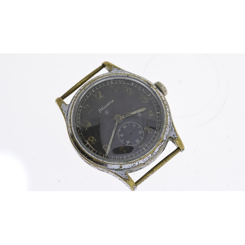 375 - GTSP WW2 POCKET WATCH & HELVETIA MILITARY WATCH, GTSP approx 52mm dial with arabic hour markers, sec... 