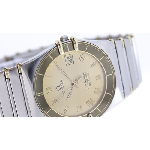 399 - OMEGA CONSTELLATION MANHATTAN REFERENCE 1431 WITH BOX AND PAPERS,  champagne dial with Roman numeral... 