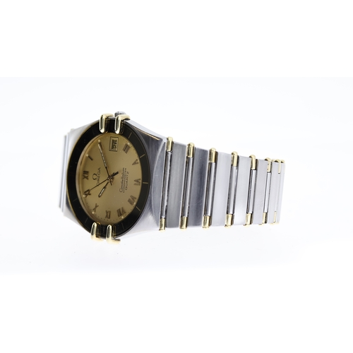 399 - OMEGA CONSTELLATION MANHATTAN REFERENCE 1431 WITH BOX AND PAPERS,  champagne dial with Roman numeral... 