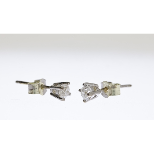 1033 - 9CT WHITE GOLD DIAMOND STUD EARRINGS (0.16CT EACH), hallmark visible on butterfly back,