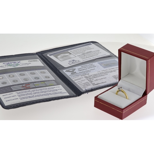 1006 - Fine 18ct gold and 25 point diamond solitaire ring. With a leo diamond certificate in a red leathere... 