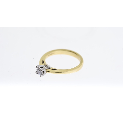 1006 - Fine 18ct gold and 25 point diamond solitaire ring. With a leo diamond certificate in a red leathere... 