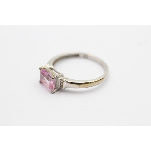 1044 - 9ct White Gold Pink Topaz And Diamond Dress Ring (1.8g)