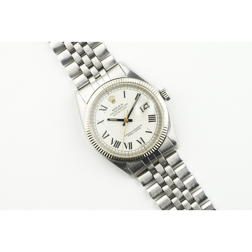 341 - ROLEX OYSTER PERPETUAL DATEJUST 'BUCKLEY' DIAL WHITE GOLD BEZEL REF. 1601 CIRCA 1962, circular white... 