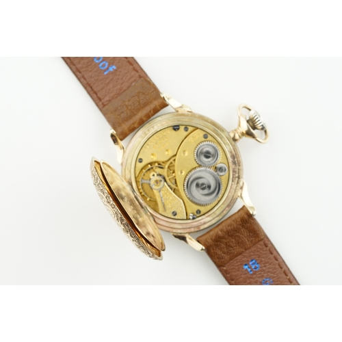 387 - ELGIN POCKET WRISTWATCH CONVERSION, circular white dial with hour markers and hands, gold plated cas... 