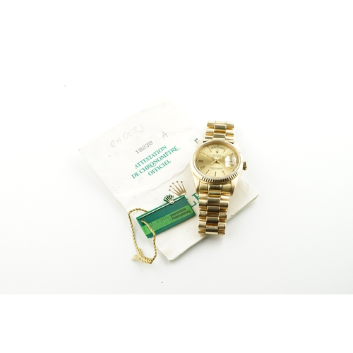 388 - ROLEX OYSTER PERPETUAL DAY-DATE 18CT GOLD 'WIDE BOY' REF. 1803 CIRCA 1970, circular gold wide boy di... 