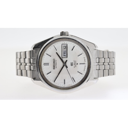 1 - GRAND SEIKO AUTOMATIC DAY DATE HI BEAT REF 6146-8000, circular silver dial with baton hour markers, ... 