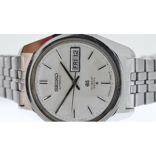 1 - GRAND SEIKO AUTOMATIC DAY DATE HI BEAT REF 6146-8000, circular silver dial with baton hour markers, ... 