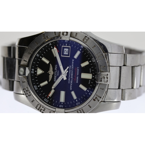 107 - BREITLING AVENGER GMT AUTOMATIC CHRONOMETER REFERENCE A32390, black dial with red centre 24hr hand, ... 