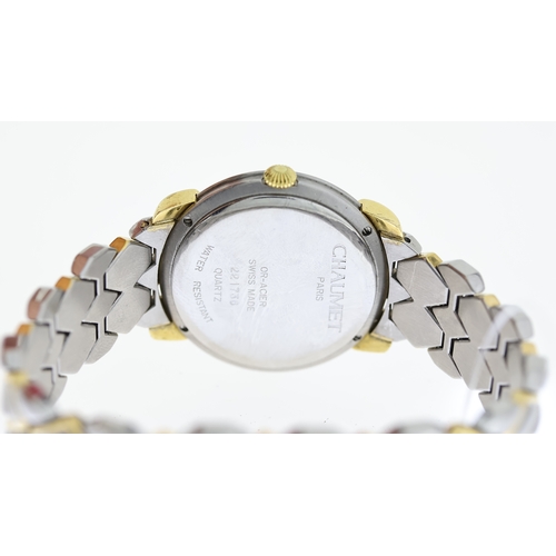 111 - LADIES CHAUMET PARIS OR-ACIER REF 221736, approx 30mm mother of pearl dial with line hour markers, d... 