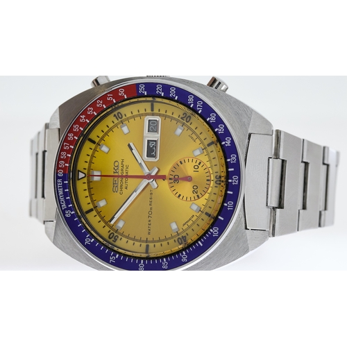 12 - SEIKO 'POGUE' AUTOMATIC REFERENCE 6139-6002, circular sunburst gold dial with baton hour markers, be... 