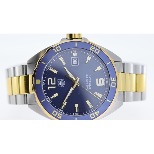 128 - TAG HEUER X FORMULA 1 REF WAZ1120, approx 40mm blue dial with baton hour markers, date aperture at 3... 