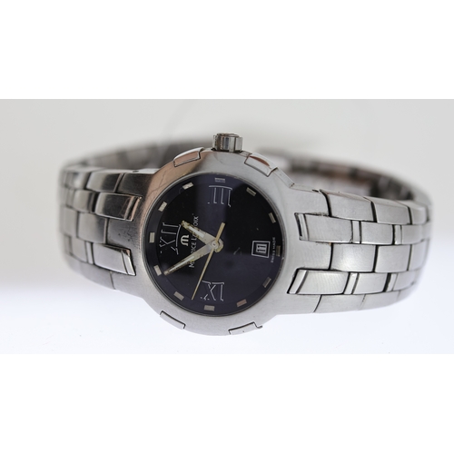 142 - MAURICE LACROIX REF AF45945, approx 27mm black dial with Roman Numeral hour markers, date aperture a... 