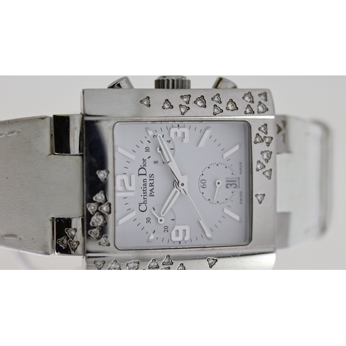 149 - CHRISTIAN DIOR PARIS RIVA CHRONOGRAPH REF D81-101, approx 30mm white dial with Arabic hour markers, ... 