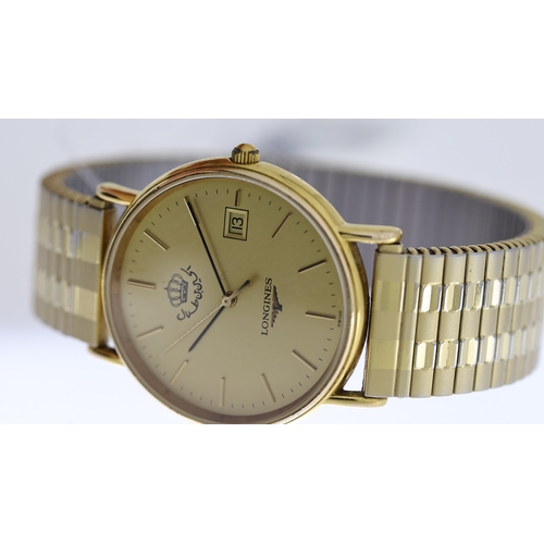 165 - LONGINES REF L4.636.2, approx 32mm chanpagne dial with baton hour markers, date aperture at 3 o'cloc... 