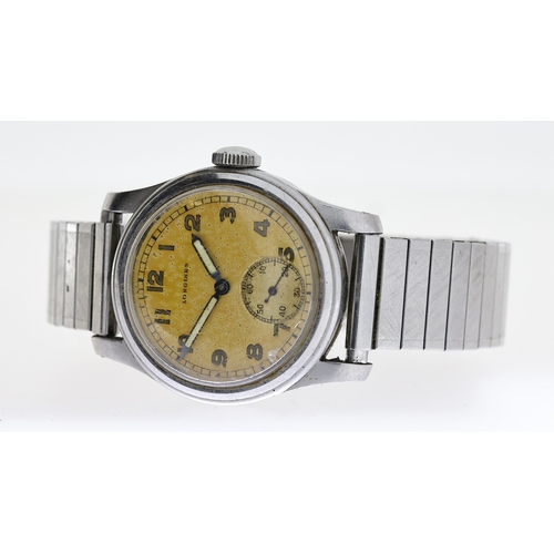 17 - VINTAGE LONGINES MECHANICAL WRISTWATCH CIRCA 1940's, circular patina dial with arabic numeral hour m... 