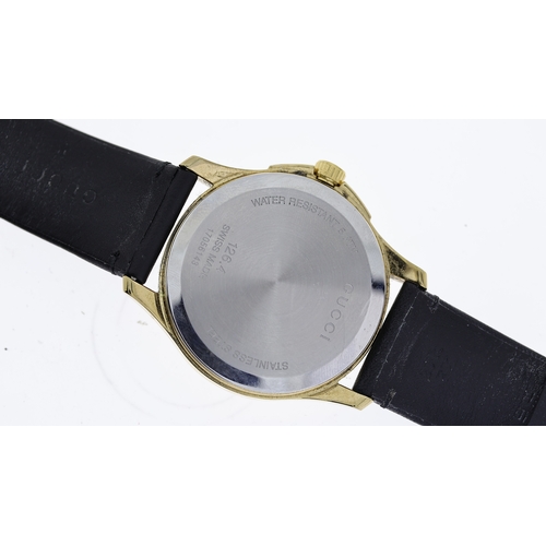 206 - GUCCI REF 126.4, approx 38mm dial with unusual tile-effect design, date aperture at 6 o'clock, gold ... 