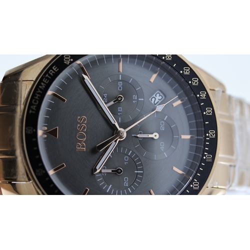 229 - BOSS BY HUGO BOSS CHRONOGRAPH REF HB.330.1.96.3094 W/BOX, approx 44mm grey dial with baton hour mark... 