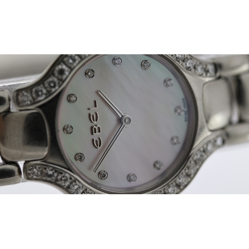 232 - LADIES EBEL BELUGA REF A113627, approx 24mm mother of pearl dial with round jewel hour markers, stai... 