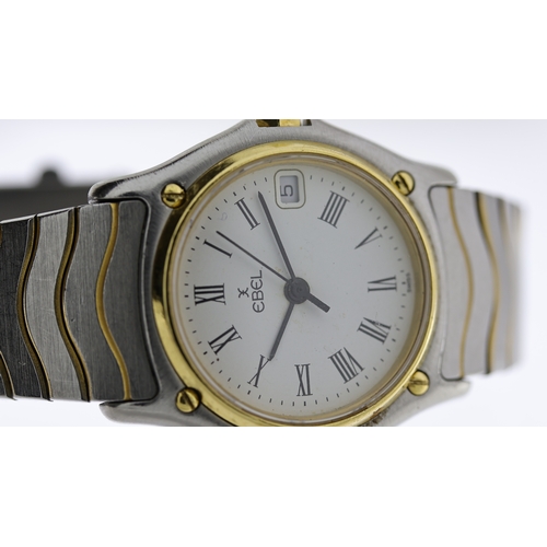 233 - EBEL WAVE REF 4616, approx 24mm white dial with Roman Numeral hour markers, date aperture at 3 o'clo... 