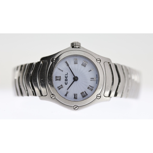 234 - EBEL CLASSIC WAVE REF 9157F11 W/BOX, approx 23mm pearl dial with Roman Numeral hour markers, stainle... 