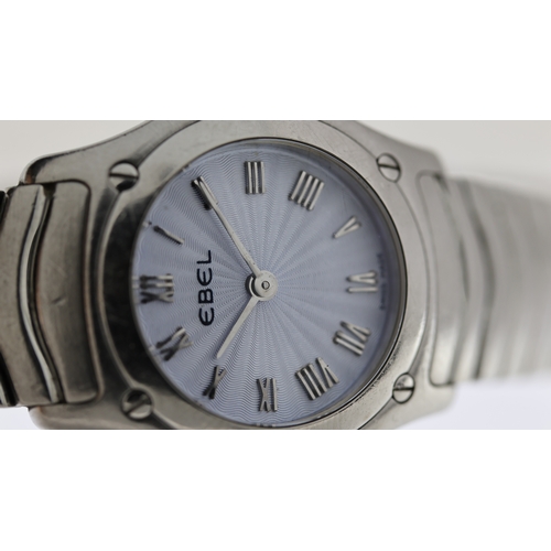 234 - EBEL CLASSIC WAVE REF 9157F11 W/BOX, approx 23mm pearl dial with Roman Numeral hour markers, stainle... 