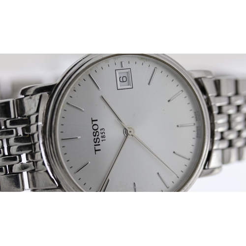 236 - TISSOT QUARTZ REF T879/970, approx 32mm silver dial with line hour markers, date aperture at 3 o'clo... 