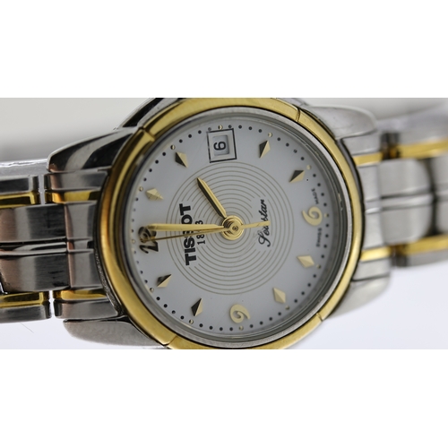 238 - LADIES TISSOT SEASTAR REF A635/735K, approx 22mm white dial with Arabic hour markers, date aperture ... 