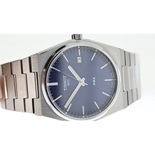 239 - TISSOT PRX REF T137410A, approx 38mm indigo dial with baton hour markers, date aperture at 3 o'clock... 