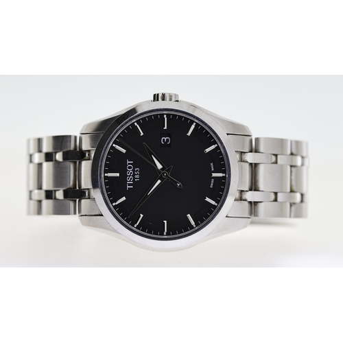 247 - TISSOT COUTURIER REF T035410A W/BOX, approx 38mm black dial with baton hour markers, date aperture a... 