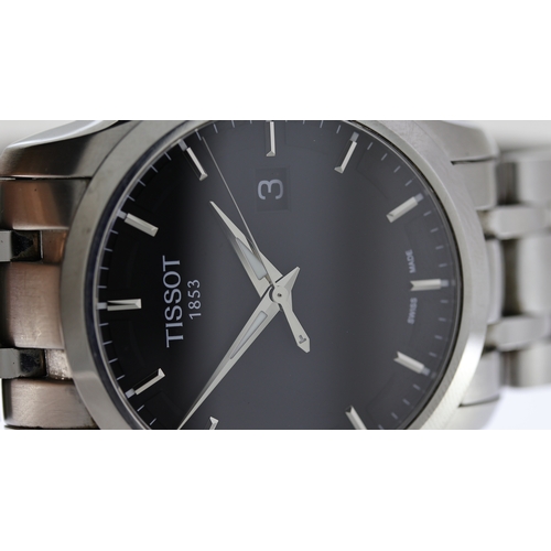 247 - TISSOT COUTURIER REF T035410A W/BOX, approx 38mm black dial with baton hour markers, date aperture a... 