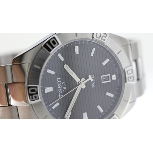 250 - TISSOT PR100 REF T101610A, approx 40mm grey dial with baton hour markers, date aperture at 6 o'clock... 