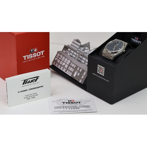 253 - TISSOT PRX REF T137410A W/BOX, approx 38mm indigo dial with baton hour markers, date aperture at 3 o... 