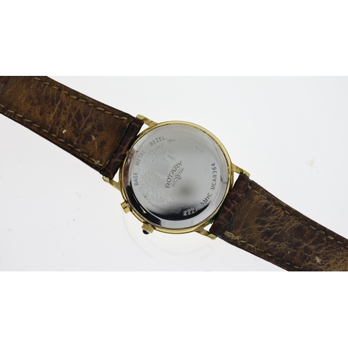 278 - ROTARY ALARM REF 4327, approx 33mm white dial with baton hour markers, date aperture at 3 o'clock, a... 