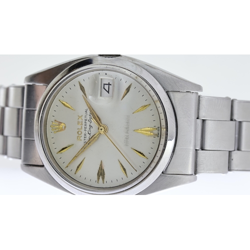 36 - VINTAGE ROLEX AIR KING DATE REFERENCE 5700 CIRCA 1977, circular silver dial with dagger hour markers... 