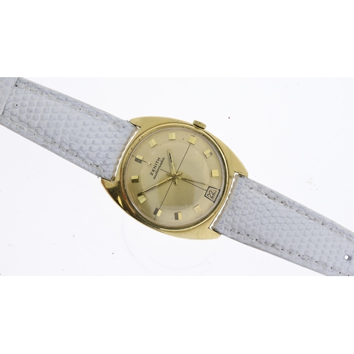 4 - 18CT VINTAGE ZENTIH AUTOMATIC WRISTWATCH CIRCA 1970's, circular champagne dial with baton hour marke... 