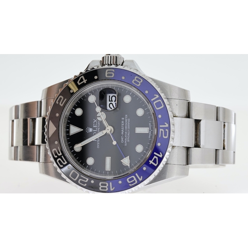 40 - ROLEX GMT MASTER II 116710BLNR 'BATMAN' BOX AND PAPERS 2014, circular black dial with applied hour m... 