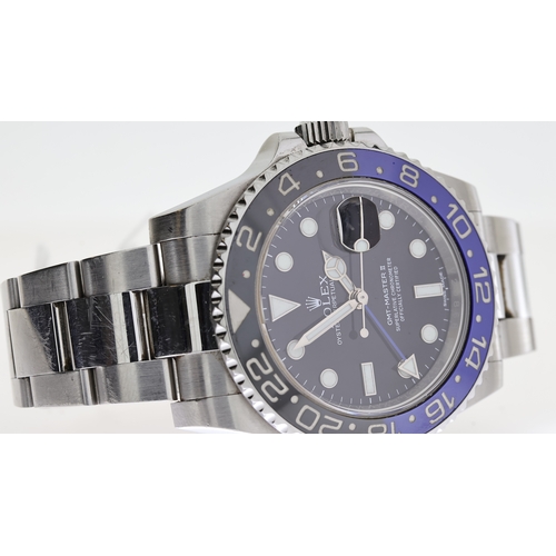 40 - ROLEX GMT MASTER II 116710BLNR 'BATMAN' BOX AND PAPERS 2014, circular black dial with applied hour m... 