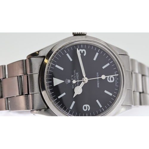 43 - VINTAGE ROLEX EXPLORER REFERENCE 5500 CIRCA 1970, circular black dial with baton and 3,6,9 hour mark... 