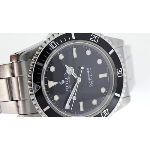 49 - VINTAGE ROLEX SUBMARINER REFERENCE 5513 CIRCA 1972, circular gloss black dial with applied hour mark... 