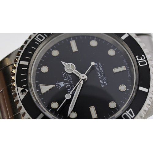 49 - VINTAGE ROLEX SUBMARINER REFERENCE 5513 CIRCA 1972, circular gloss black dial with applied hour mark... 