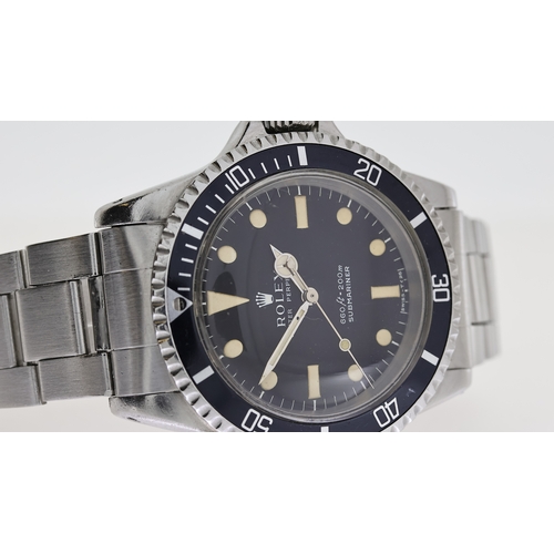 50 - VINTAGE ROLEX SUBMARINER REFERENCE 5513 CIRCA 1967, circular matte black dial with patina hour marke... 