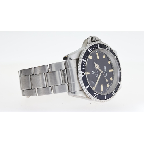 50 - VINTAGE ROLEX SUBMARINER REFERENCE 5513 CIRCA 1967, circular matte black dial with patina hour marke... 