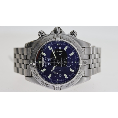 57 - BREITLING BLACKBIRD AUTOMATIC REFERENCE A44359 BOX AND PAPERS 2007, circular black dial with baton h... 