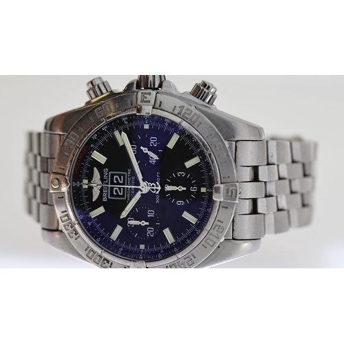 57 - BREITLING BLACKBIRD AUTOMATIC REFERENCE A44359 BOX AND PAPERS 2007, circular black dial with baton h... 