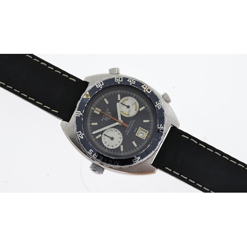 6 - HEUER AUTAVIA CHRONOGRAPH CAL 12 REFERENCE 11630P, circular black dial with baton hour markers, two ... 