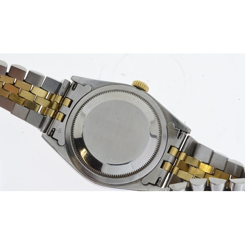 61 - ROLEX OYSTER PERPETUAL DATEJUST 36 REFERENCE 16233 circa 1990,  black diamond dot dial, gold hands a... 