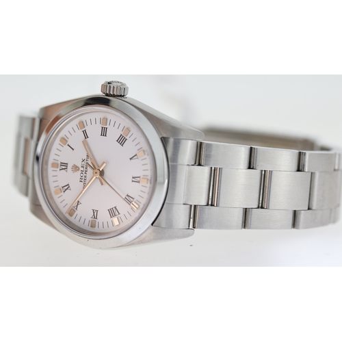 62 - ROLEX OYSTER PERPETUAL REFERENCE 77080 CIRCA 2003, circular white dial with roman numeral hour marke... 